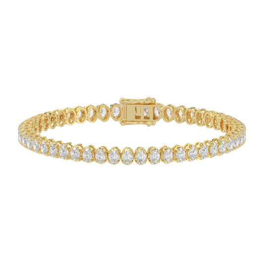 4-Prong Oval Fancy Bracelet 5 Carat Oval Lab Grown Diamond in 14K Yellow Gold