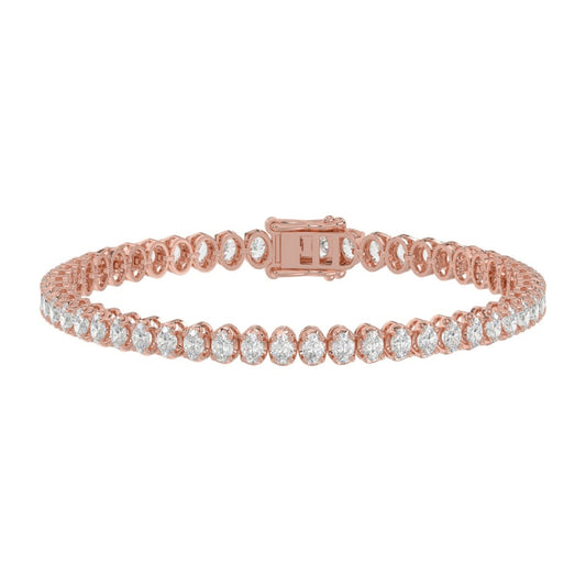 4-Prong Oval Fancy Bracelet 5 Carat Oval Lab Grown Diamond in 18K Rose Gold