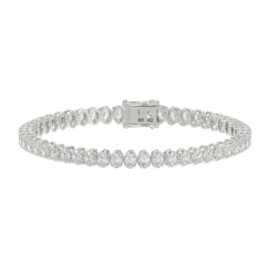 4-Prong Oval Fancy Bracelet 5 Carat Oval Lab Grown Diamond in Platinum
