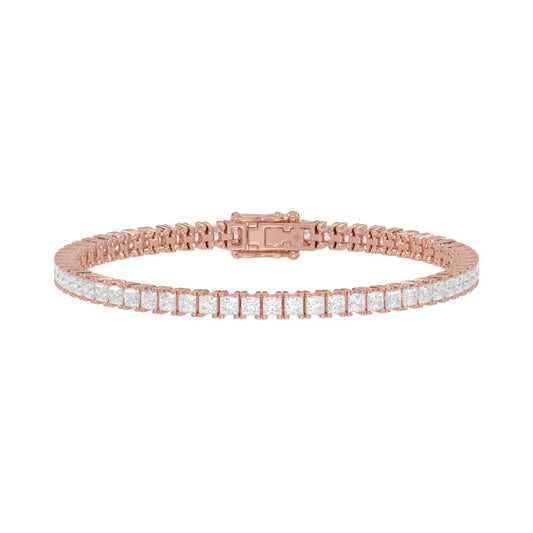 4-Prong Princess Fancy Bracelet 7 Carat Princess Lab Grown Diamond in 10K Rose Gold