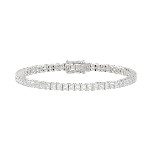 4-Prong Princess Fancy Bracelet 7 Carat Princess Lab Grown Diamond in 14K White Gold