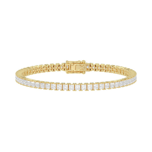 4-Prong Princess Fancy Bracelet 7 Carat Princess Lab Grown Diamond in 14K Yellow Gold