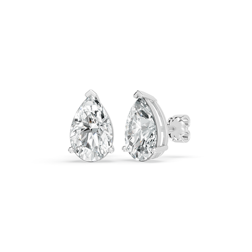 4.00ct Pear Lab Grown Diamond Stud Earrings In 14K White Gold