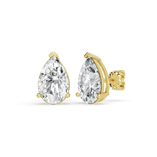 4.00ct Pear Lab Grown Diamond Stud Earrings In 14K Yellow Gold