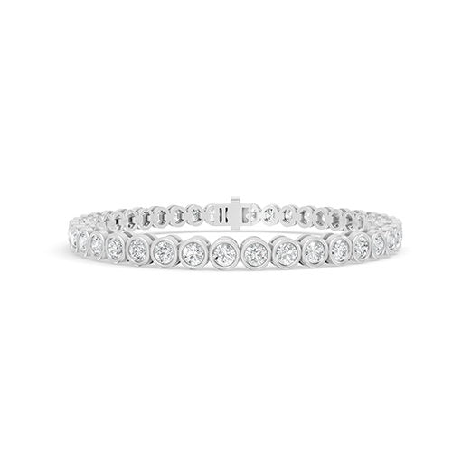 4.00ct Round Bezel Lab Grown Diamond Tennis Bracelet In 14K White Gold