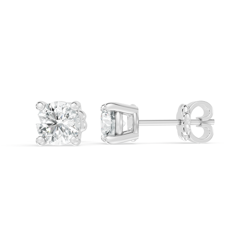 4.00ct Round Lab Grown Diamond Stud Earrings In 14K White Gold