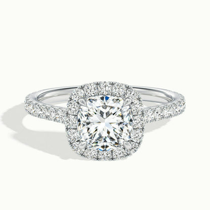 Orla Scallop 1.5 Carat Cushion Lab Grown Diamond Halo Engagement Ring in 14K White Gold - view 1