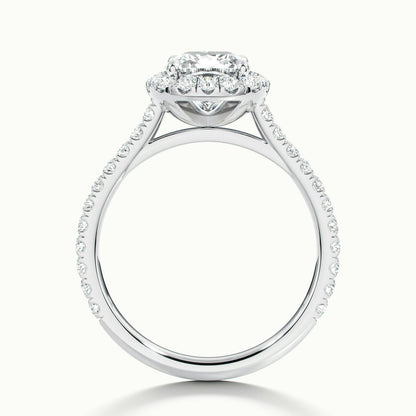 Orla Scallop 1.5 Carat Cushion Lab Grown Diamond Halo Engagement Ring in 14K White Gold - view 3