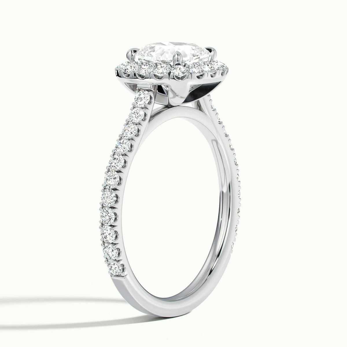 Orla Scallop 1.5 Carat Cushion Lab Grown Diamond Halo Engagement Ring in 14K White Gold - view 4
