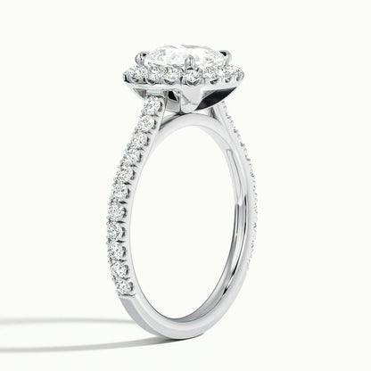 Orla Scallop 1.5 Carat Cushion Lab Grown Diamond Halo Engagement Ring in 14K White Gold - view 4