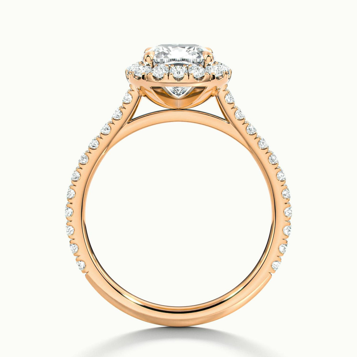 Orla Scallop 4.5 Carat Cushion Lab Grown Diamond Halo Engagement Ring in 10K Rose Gold - view 3