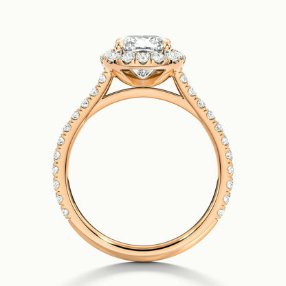 Orla Scallop 4.5 Carat Cushion Lab Grown Diamond Halo Engagement Ring in 10K Rose Gold - view 3