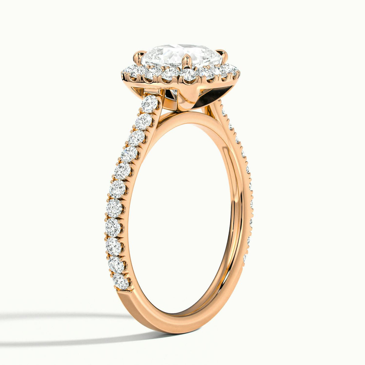 Orla Scallop 4.5 Carat Cushion Lab Grown Diamond Halo Engagement Ring in 10K Rose Gold - view 4