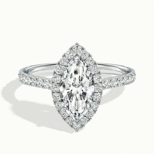 Orla Scallop 1.5 Carat Marquise Lab Grown Diamond Halo Engagement Ring in Platinum - view 1