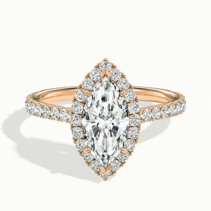 Orla Scallop 2.5 Carat Marquise Lab Grown Diamond Halo Engagement Ring in 14K Rose Gold - view 1