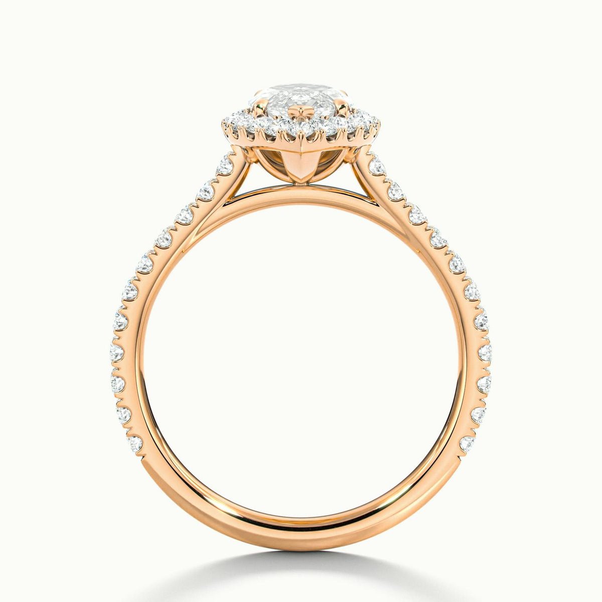 Orla Scallop 2.5 Carat Marquise Lab Grown Diamond Halo Engagement Ring in 10K Rose Gold - view 3