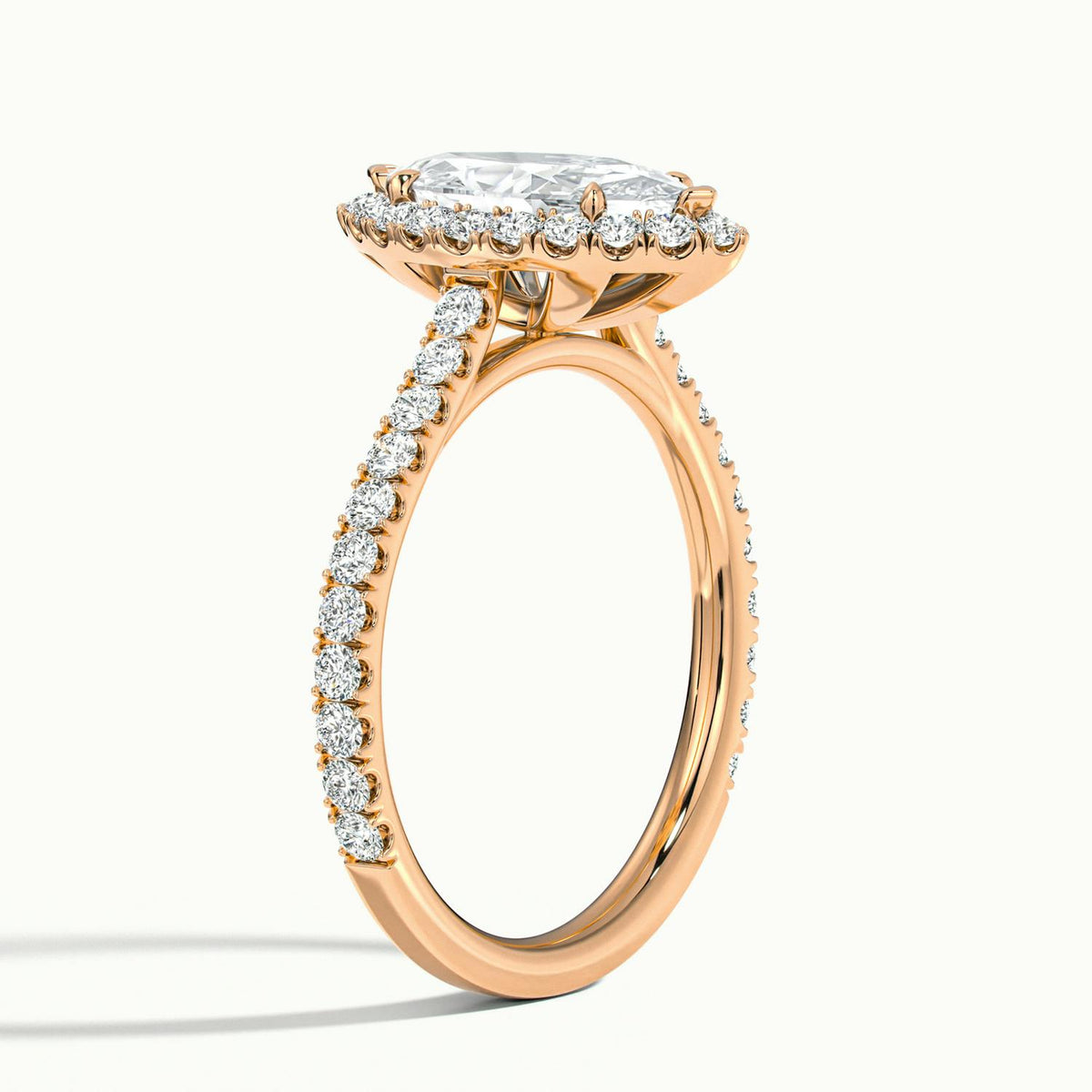 Orla Scallop 2.5 Carat Marquise Lab Grown Diamond Halo Engagement Ring in 10K Rose Gold - view 4
