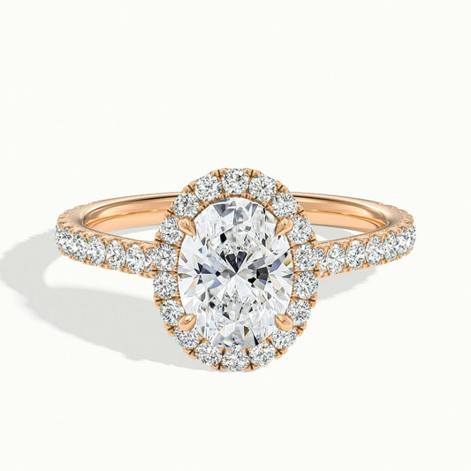Orla Scallop 2.5 Carat Oval Lab Grown Diamond Halo Engagement Ring in 10K Rose Gold - view 1