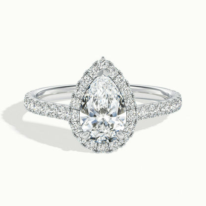 Orla Scallop 1.5 Carat Pear Lab Grown Diamond Halo Engagement Ring in 14K White Gold - view 1
