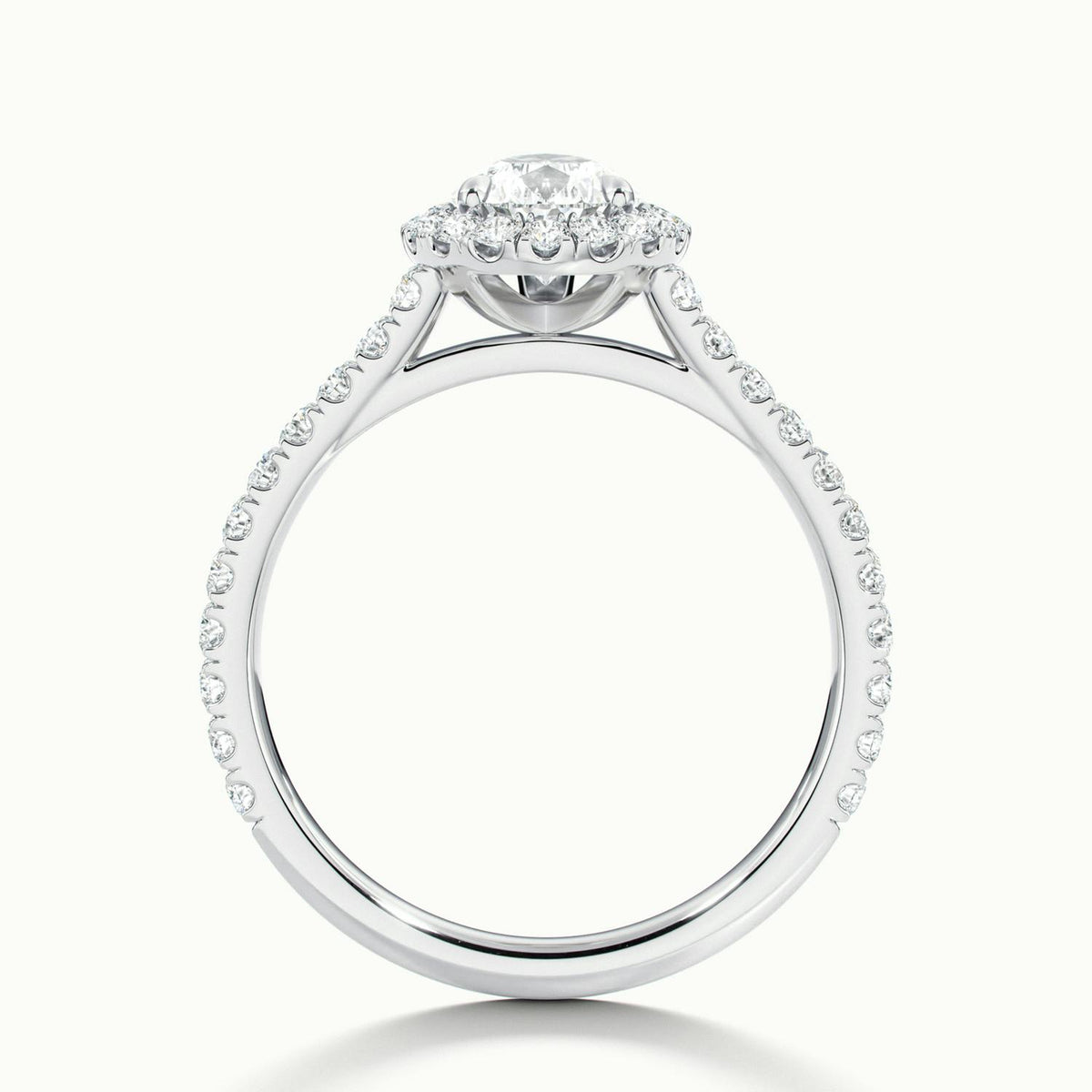 Orla Scallop 1.5 Carat Pear Lab Grown Diamond Halo Engagement Ring in 14K White Gold - view 3