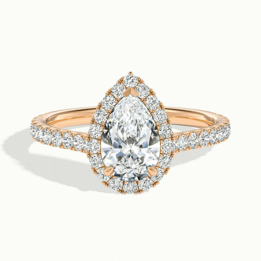 Orla Scallop 2.5 Carat Pear Lab Grown Diamond Halo Engagement Ring in 14K Rose Gold - view 1