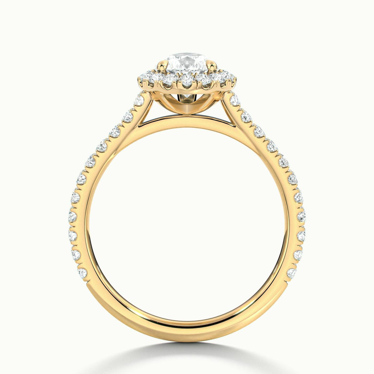 Orla Scallop 2 Carat Pear Lab Grown Diamond Halo Engagement Ring in 14K Yellow Gold - view 3