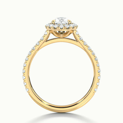 Orla Scallop 2 Carat Pear Lab Grown Diamond Halo Engagement Ring in 14K Yellow Gold - view 3