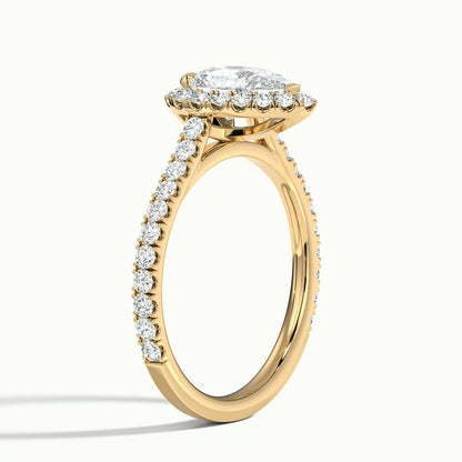 Orla Scallop 2 Carat Pear Lab Grown Diamond Halo Engagement Ring in 14K Yellow Gold - view 4