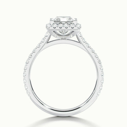Orla Scallop 3.5 Carat Princess Lab Grown Diamond Halo Engagement Ring in 18K White Gold - view 3