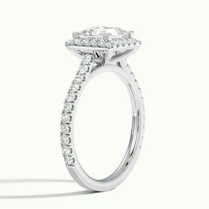 Orla Scallop 3.5 Carat Princess Lab Grown Diamond Halo Engagement Ring in 18K White Gold - view 4