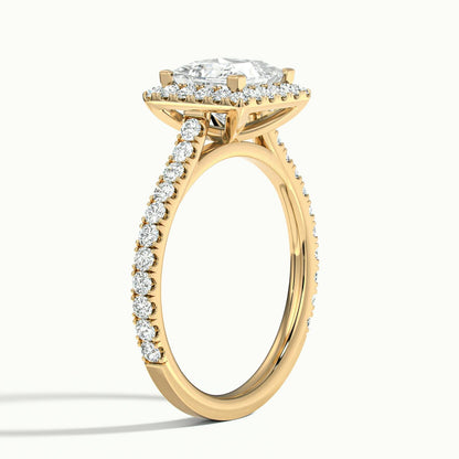Orla Scallop 3.5 Carat Princess Lab Grown Diamond Halo Engagement Ring in 14K Yellow Gold - view 4