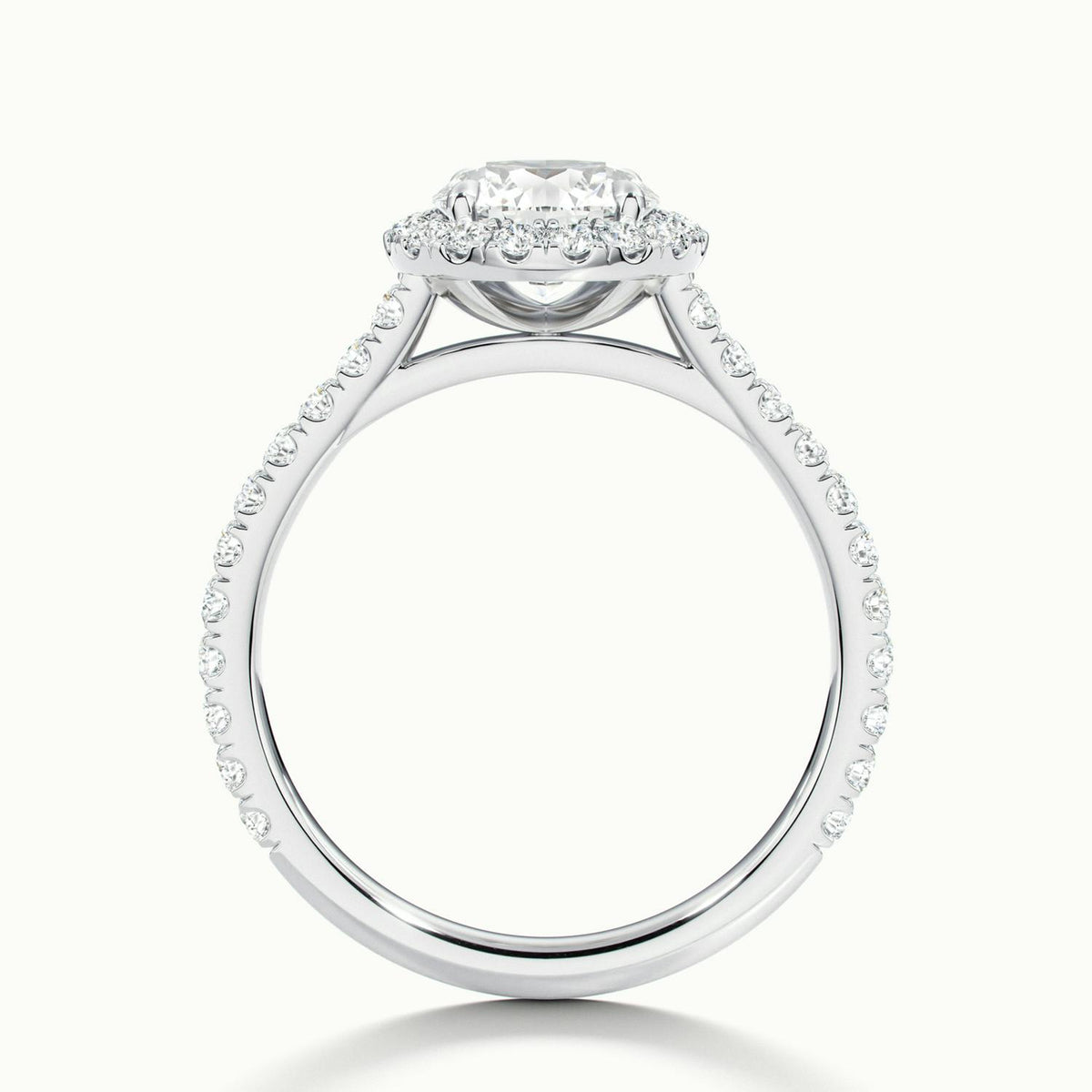 Orla Scallop 4 Carat Round Lab Grown Diamond Halo Engagement Ring in 10K White Gold - view 3
