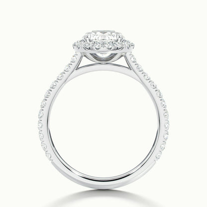 Orla Scallop 4 Carat Round Lab Grown Diamond Halo Engagement Ring in 10K White Gold - view 3