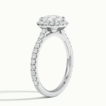 Orla Scallop 4 Carat Round Lab Grown Diamond Halo Engagement Ring in 10K White Gold - view 4