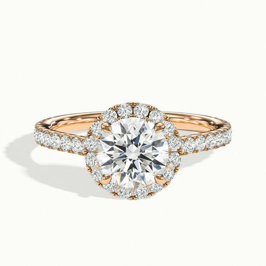 Orla Scallop 2.5 Carat Round Lab Grown Diamond Halo Engagement Ring in 18K Rose Gold - view 1