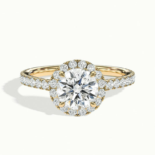 Orla Scallop 2.5 Carat Round Lab Grown Diamond Halo Engagement Ring in 14K Yellow Gold - view 1