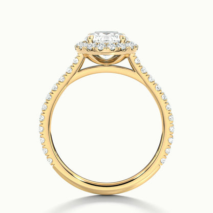 Orla Scallop 3.5 Carat Round Lab Grown Diamond Halo Engagement Ring in 18K Yellow Gold - view 3