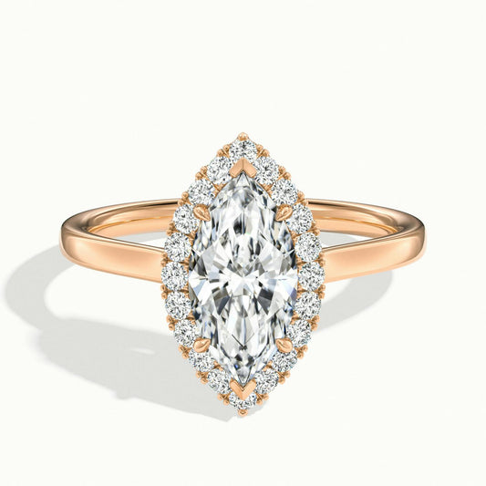 Orla 2.5 Carat Marquise Lab Grown Diamond Halo Engagement Ring in 18K Rose Gold - view 1