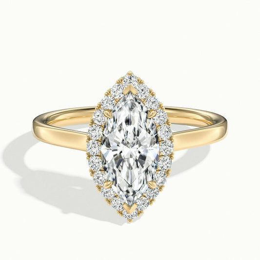 Orla 2.5 Carat Marquise Lab Grown Diamond Halo Engagement Ring in 18K Yellow Gold - view 1