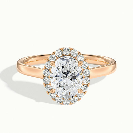 Orla 2.5 Carat Oval Lab Grown Diamond Halo Engagement Ring in 10K Rose Gold - view 1