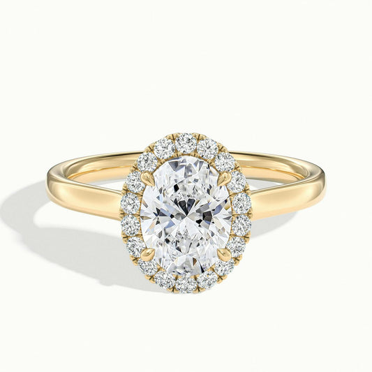 Orla 2.5 Carat Oval Lab Grown Diamond Halo Engagement Ring in 10K Yellow Gold - view 1