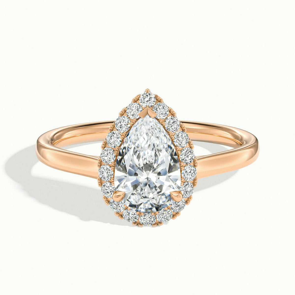 Orla 3 Carat Pear Lab Grown Diamond Halo Engagement Ring in 18K Rose Gold - view 1