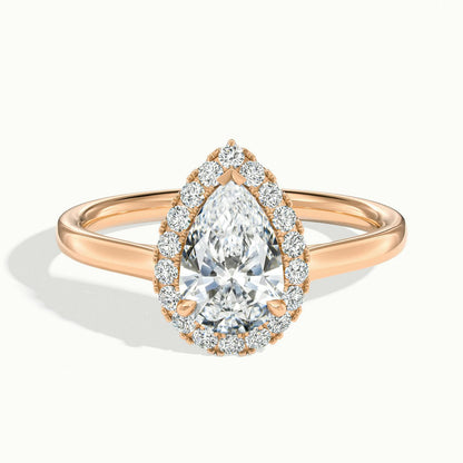 Orla 3 Carat Pear Lab Grown Diamond Halo Engagement Ring in 18K Rose Gold - view 1