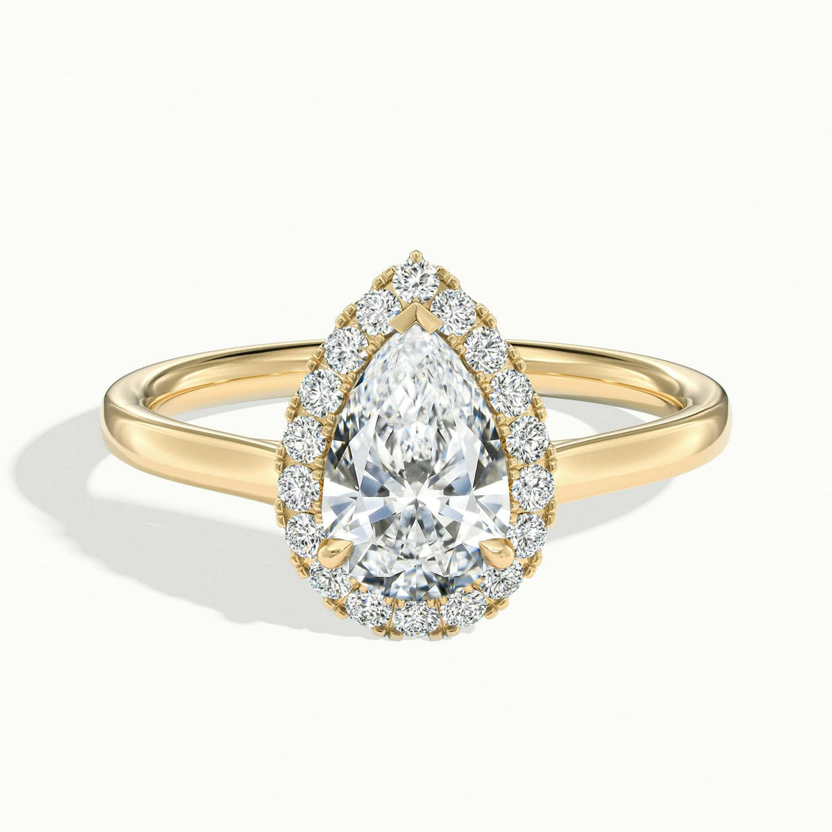 Orla 2.5 Carat Pear Lab Grown Diamond Halo Engagement Ring in 14K Yellow Gold - view 1
