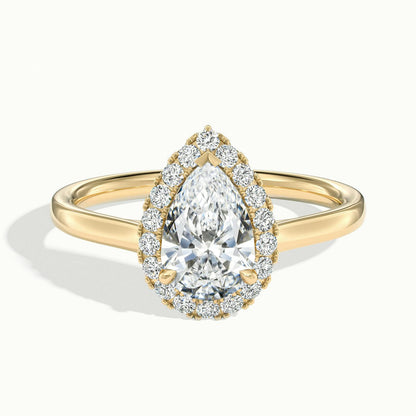 Orla 2.5 Carat Pear Lab Grown Diamond Halo Engagement Ring in 14K Yellow Gold - view 1