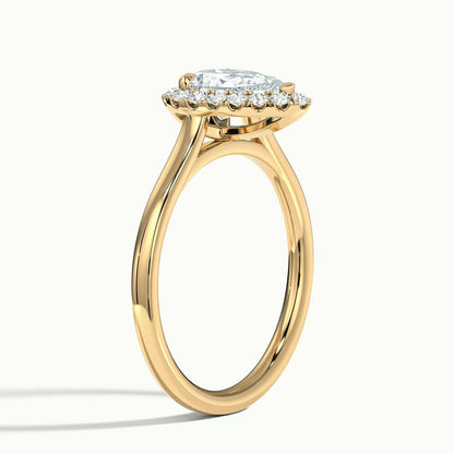 Orla 2.5 Carat Pear Lab Grown Diamond Halo Engagement Ring in 14K Yellow Gold - view 4