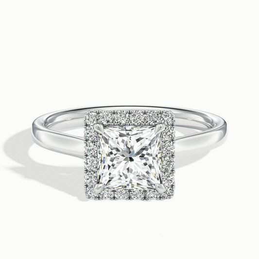 Orla 2.5 Carat Princess Lab Grown Diamond Halo Engagement Ring in 10K White Gold - view 1