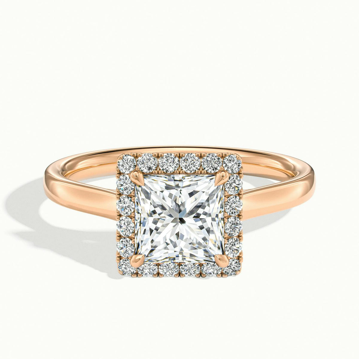 Orla 4.5 Carat Princess Lab Grown Diamond Halo Engagement Ring in 10K Rose Gold - view 1