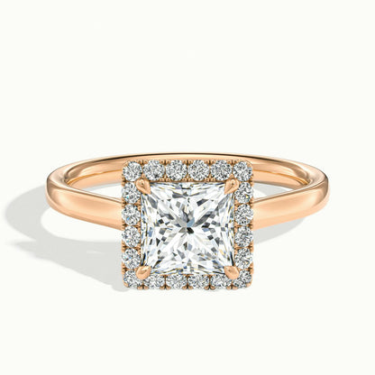 Orla 4.5 Carat Princess Lab Grown Diamond Halo Engagement Ring in 10K Rose Gold - view 1