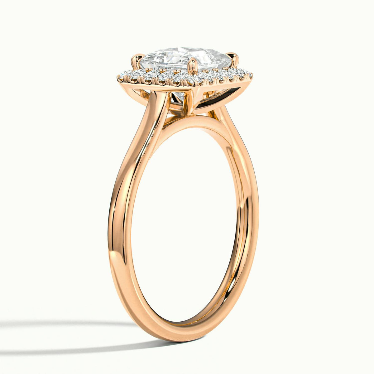 Orla 4.5 Carat Princess Lab Grown Diamond Halo Engagement Ring in 10K Rose Gold - view 4